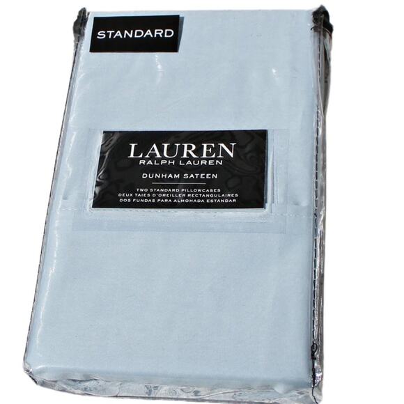 Ralph Lauren Dunham Sateen 100% Cotton Set of 2 Pillowcases Celestial Blue - Picture 1 of 8